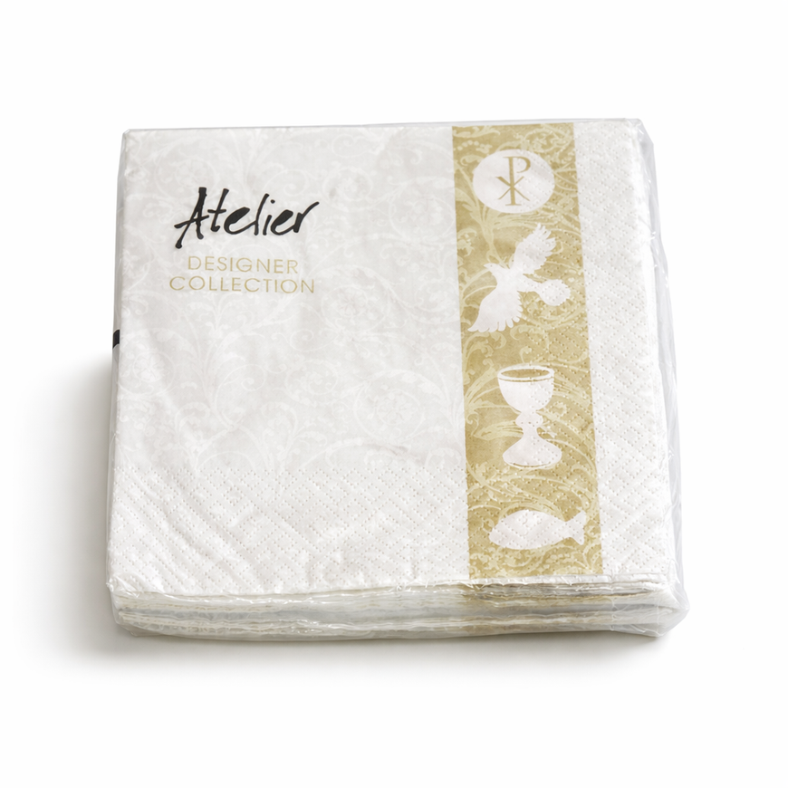 Atelier Serviette – Weiß-Gold, 33×33 cm, 20 Stück