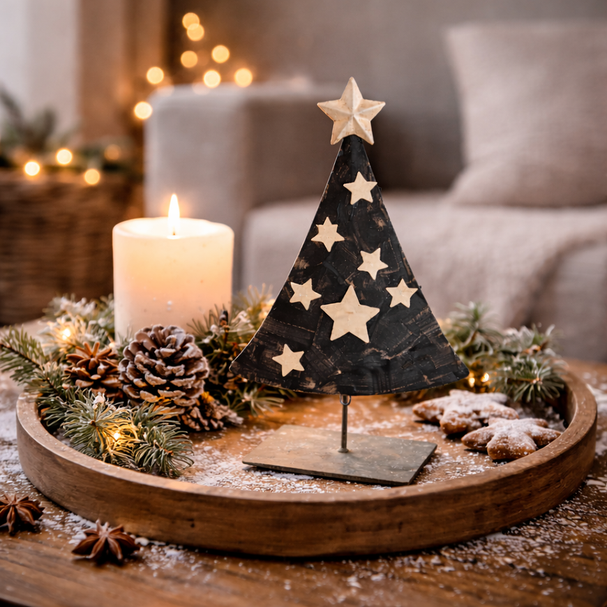 Tannenbaum Aufsteller Weihnachten – Blaue Dekofigur in verschiedenen Höhen