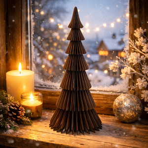 Papier Tannenbaum / Tanne "Dacia"  / Weihnachten / Aufsteller – taupe – Höhe 30,5 cm