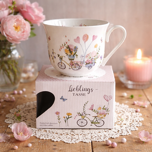 Porzellantasse Lieblingstasse / Henkeltasse / Becher / Henkelbecher / Tasse "Auf ins Glück" – Grätz Verlag