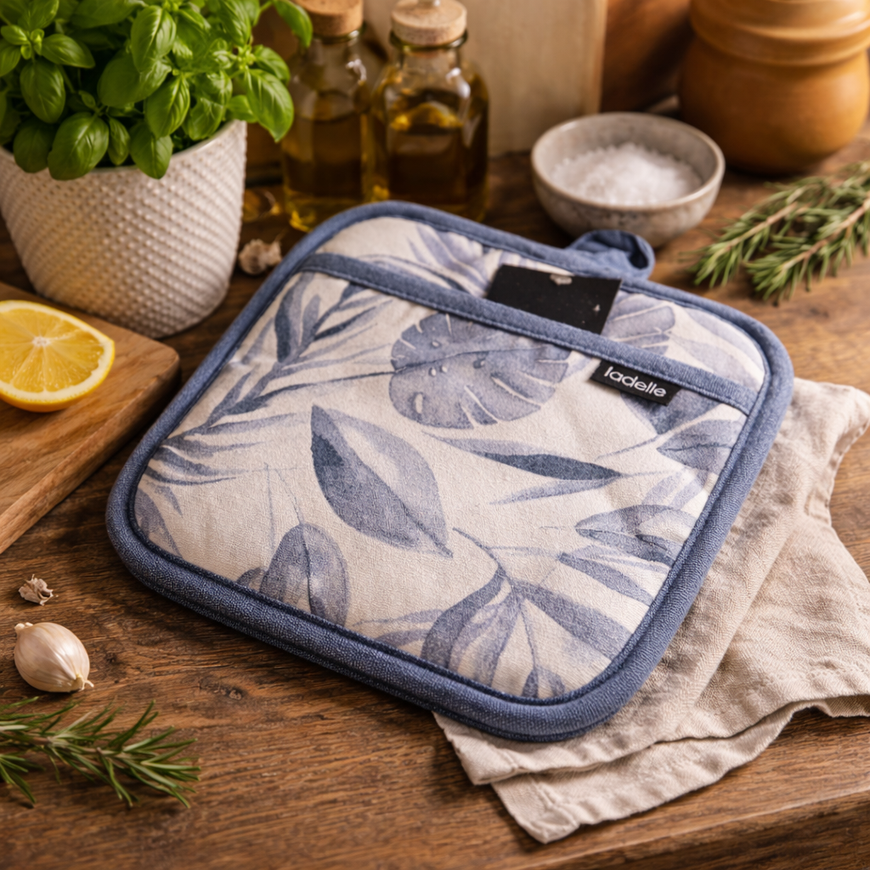 Topflappen Set (2 Stück) / Küchenwäsche Blue Lagoon Ladelle – blau-weiss – 21 x 21 cm