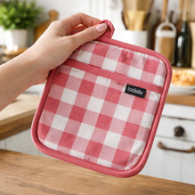 Topflappen Set (2 Stück) / Küchenwäsche Eco Gingham Blush Ladelle – Rosa-weiß kariert – 21 x 21 cm