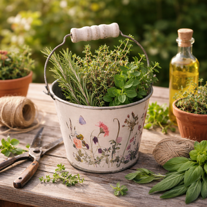 Übertopf / Metalltopf – Dekorativer Blumentopf im Vintage-Look – 10 x 8,5 cm – Einzelstück, reduziert