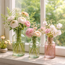 Spang Deko-Glasflasche "Mara" / Vase / Flaschenvase – verschiedene Faben und Größen