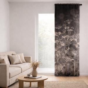 Halbach Vorhang „Botanisch“ – Digitaldruck Blumen, Braun-Grau-Weiß, 68 × 250 cm
