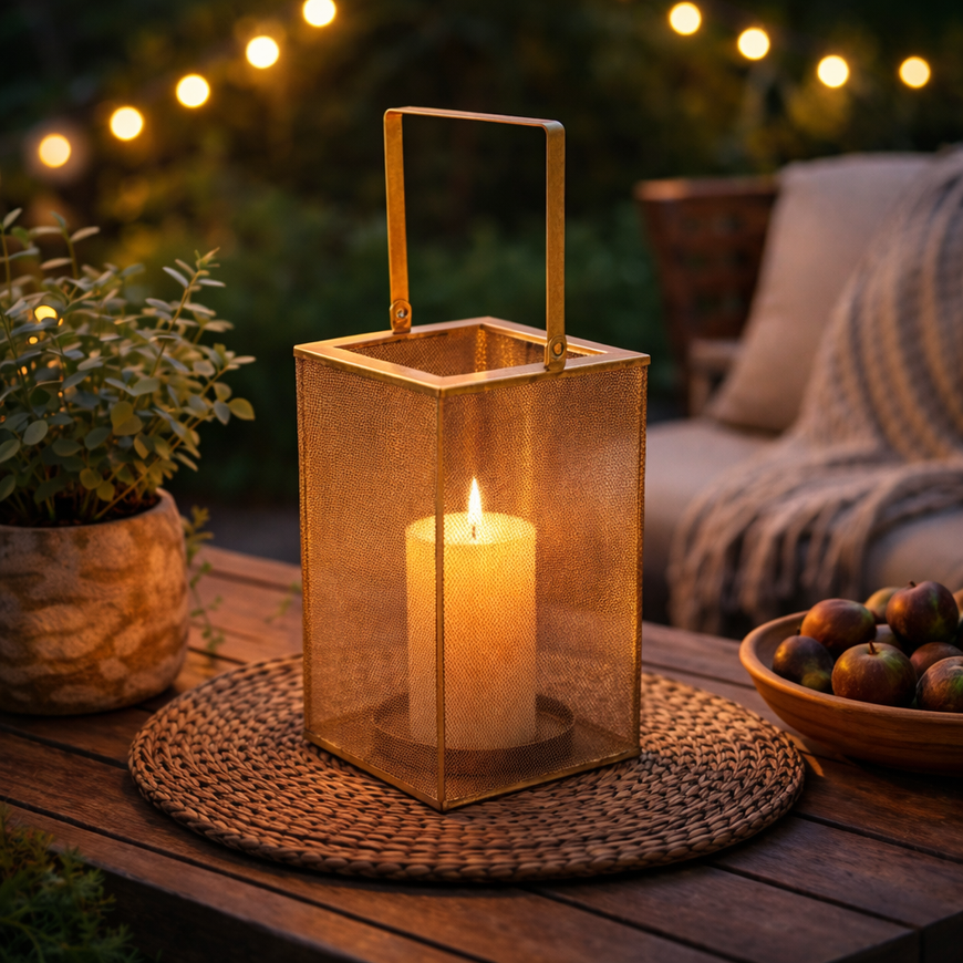 Metall Laterne / Windlicht zum Hängen 