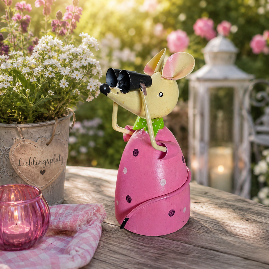 Zaunhocker Maus aus Metall – Niedliche Gartenfigur für Zaun, Balkon & Terrasse | Verschiedene Motive