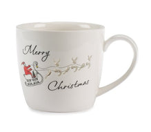 Frühstückstasse / Becher / Tasse Merry Christmas aus Keramik – weiss-rot – Höhe 9 cm