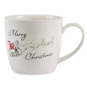 Frühstückstasse / Becher / Tasse Merry Christmas aus Keramik – weiss-rot – Höhe 9 cm