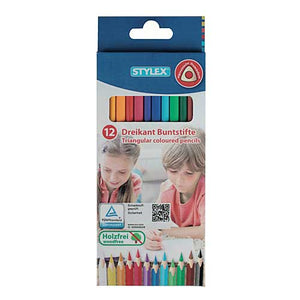 Stylex Dreikant Buntstifte / Holzfrei – 12er-Faltschachtel – Standardfarben