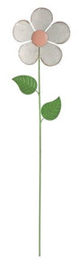 Sticker / Blumenstecker / Pflanzenstecker Blume aus Metall – grün-weiss-gelb – Höhe 58 cm