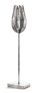 Kerzenständer / Teelichthalter / Windlicht Tulpe aus Metall – silber – Höhe 58 cm