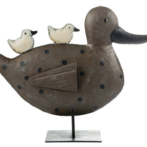 Dekofigur Ente mit Küken aus Metall / Tierfigur / Osterdeko – verschiedene Farben – Höhe 24 cm