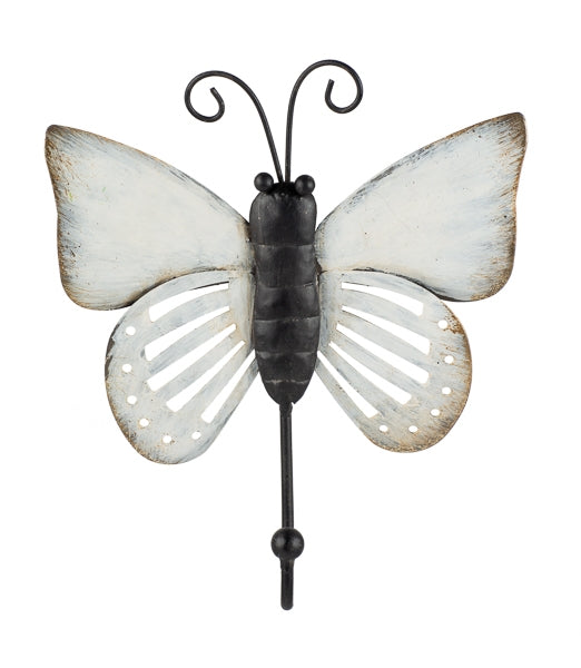 Schmetterling mit Kleiderhaken / Wandhaken / Haken Metall – verschiedene Motive – Höhe 16 cm