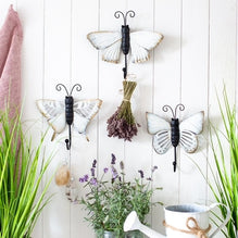 Schmetterling Wandhaken aus Metall – Kleiderhaken weiß-schwarz, 16 cm