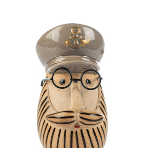 Baden Kapitänskopf / Kopf / Dekokopf Kapitän mit Brille aus Keramik – braun-gold – Höhe 14 cm