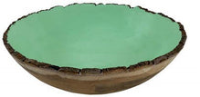 Schale Holz rund Emaille / Dekoschale / Tischschale – Mint-braun – Ø 24 cm