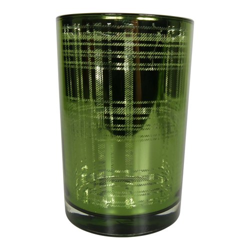 Windlicht / Kerzenhalter Teelichthalter Karo aus Glas – grün-silber – verschiedene Höhen